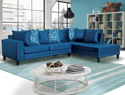 Parma Blue Sectional - Tampa Furniture Outlet