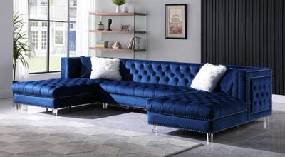 L717 - Vienna Navy Blue Velvet - Tampa Furniture Outlet