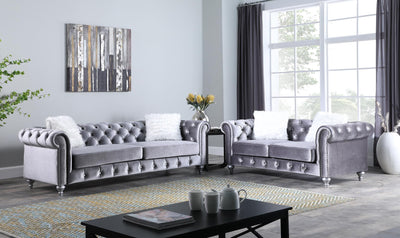 L745 - Aya Grey Velvet - Tampa Furniture Outlet
