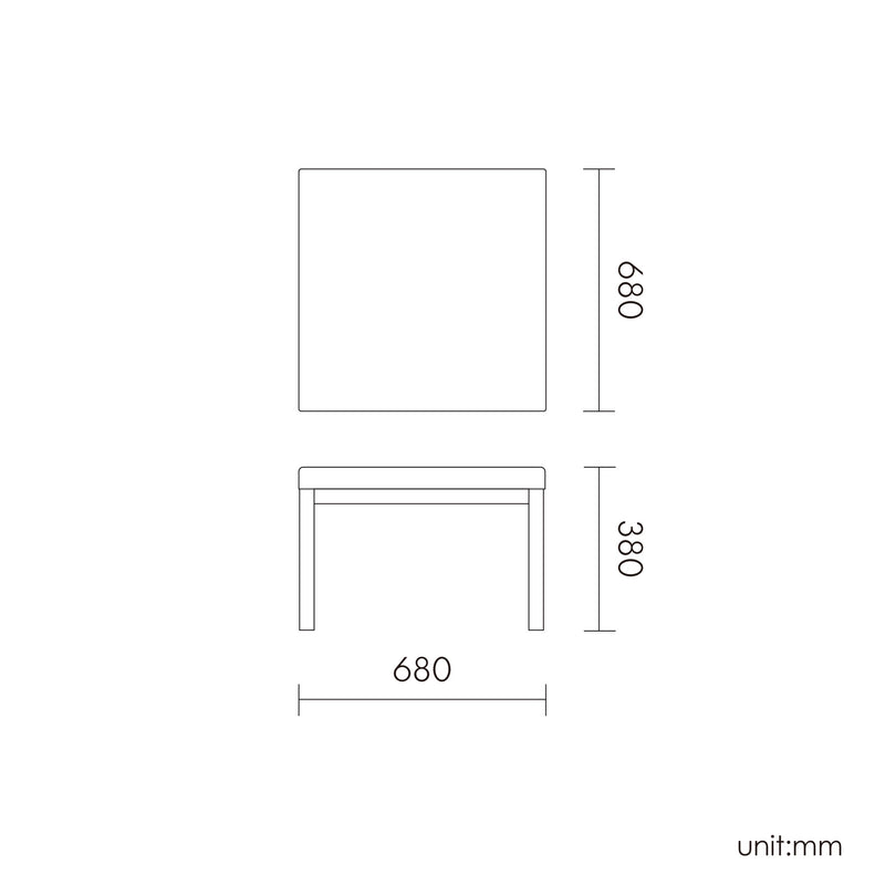 7022_RUSS_RATTAN COFFEE TABLE W/ALUM TUBE 68 x 68 x 38 (cm) - 2 BOXES