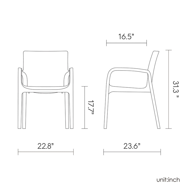 LAGOON ALISSA STACK-ABLE DINNING ARM CHAIR 2 pcs / set